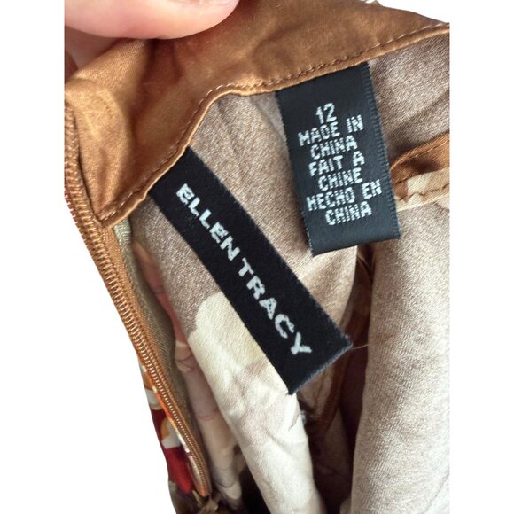 ELLEN TRACY Brown Floral Silk Blend Top Size 12 - Picture 10 of 10